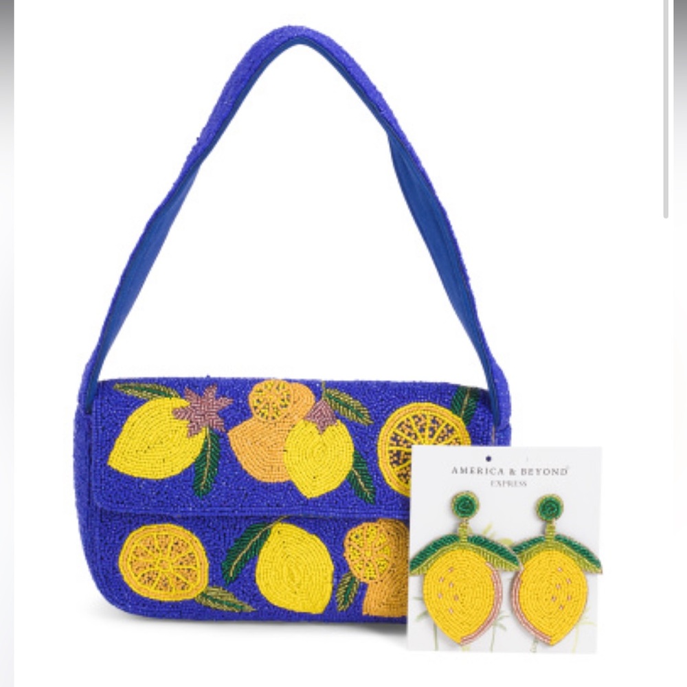 America & Beyond Lemon beaded bag